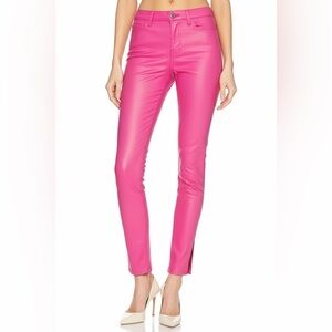 NWT L’Agence Josie High Rise Skinny Jeans Split Hem Magenta Coated Pink Sz 25